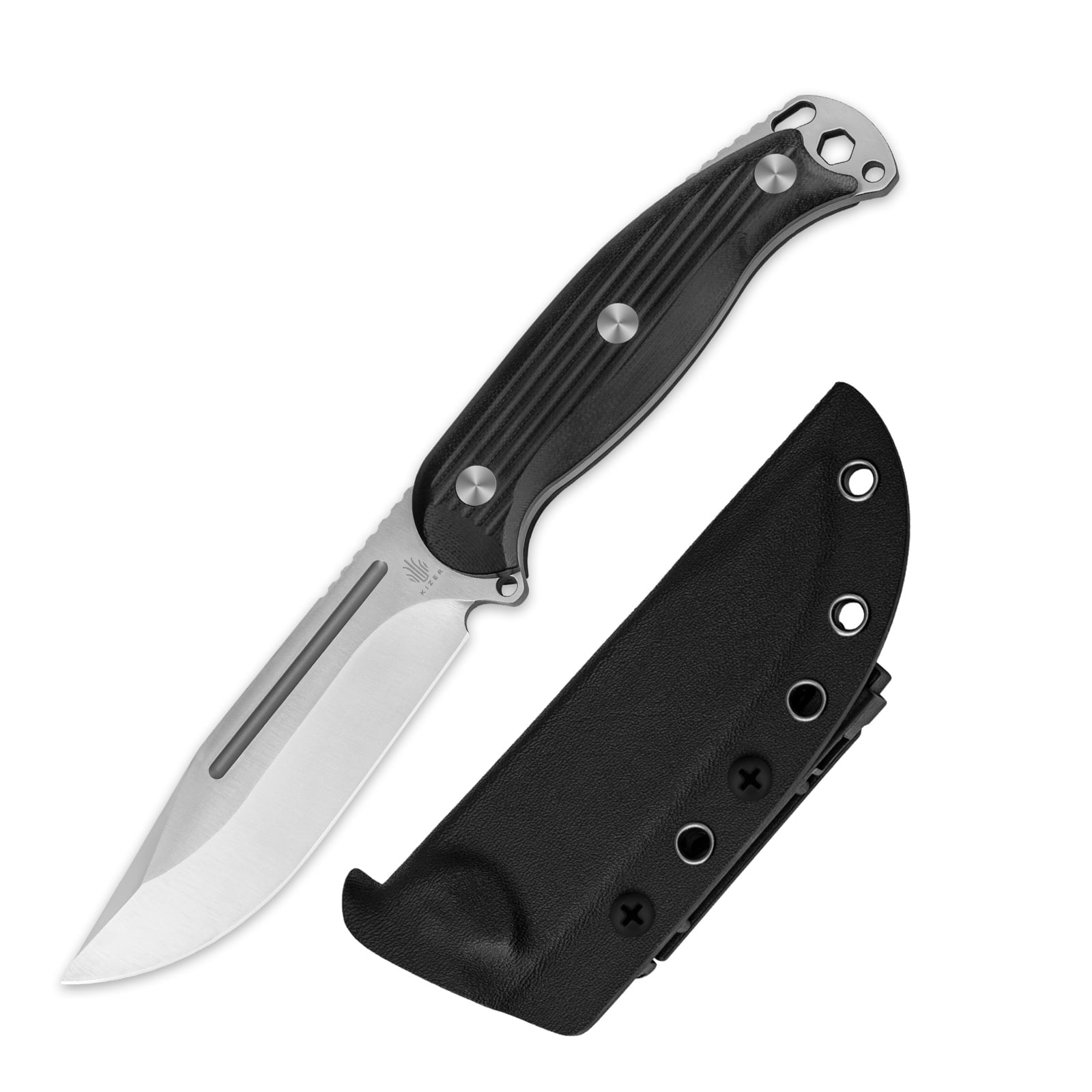 Kizer Fixed Blade Knife Ursa Major, AEB-L Steel Black G10 Handle Pocket Tactical Knives, 1082A1