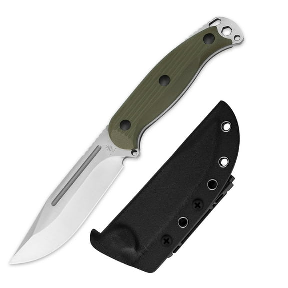 Kizer Fixed Blade Knife Ursa Major, AEB-L Steel Olive Green G10 Handle Pocket Tactical Knives, 1082A2