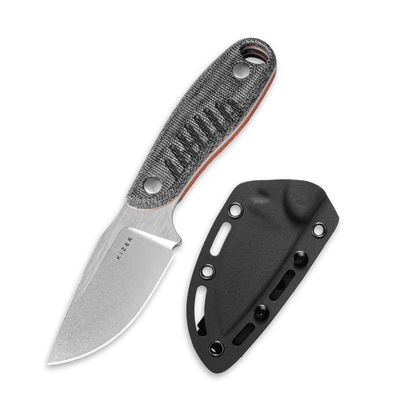 Kizer Hare Clip Point Fixed Knife Nitro-V Steel Blade Micarta + G10  Handle With Sheath, 1077A2