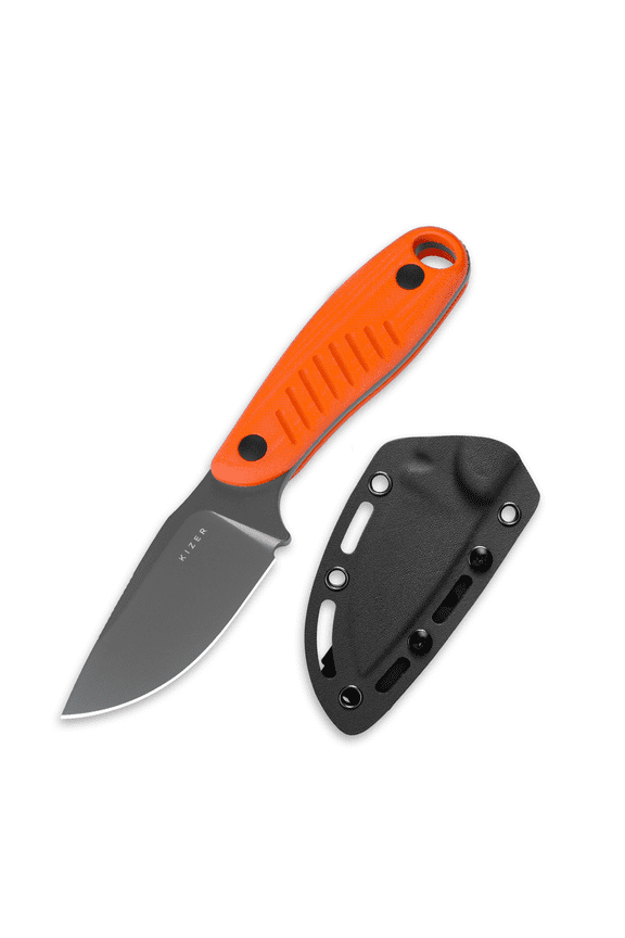Hare Clip point Fixed Knife D2 Steel Orange G10 Handle with Sheath 1077A1
