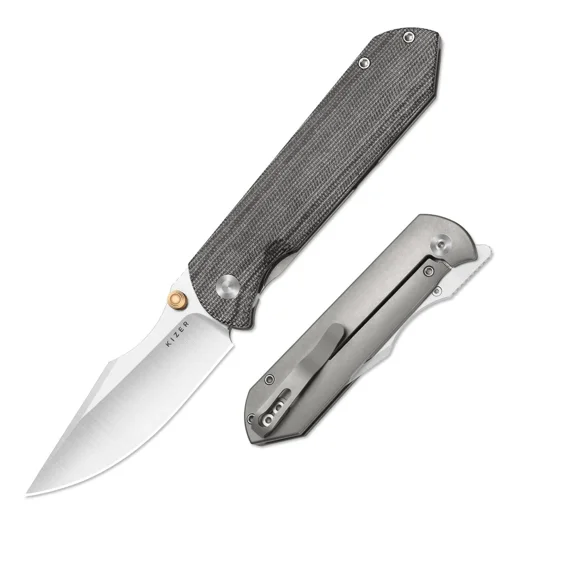 Kizer Harpoon Fold Folding Pocket Knife Elmax Blade Titanium & Micarta Handle Ki4784A2