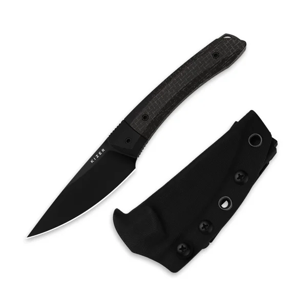 Kizer Momo Fix 3 Fixed Knife AEB-L Blade G10 & Micarta Handle With Sheath 1124A4 Camping
