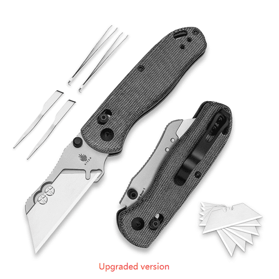 Kizer Uti BEAR 1 Tool Free Utility Folding Pocket Knife  V3619JA3, 2.74" Blade Micarta Handle Clutch Lock