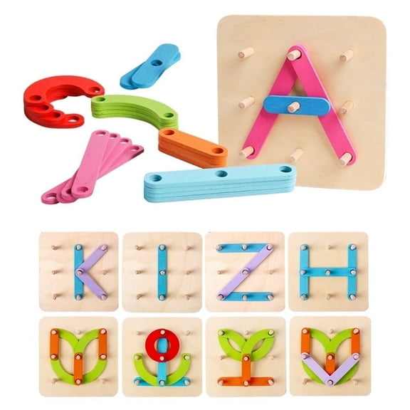 Kizh Wooden Letter Number Educational Preschool Toys Pegboard Sorter Set Board for 3 4 5 Years Kids