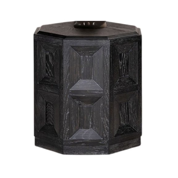 Kizie Accent Side End Table, Black Rubberwood, Rectangular 20 Inch
