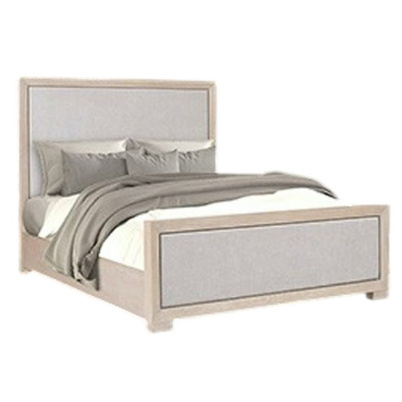 Kizie King Size Bed, Modern Upholstered Tawny Brown Gray Solid Wood