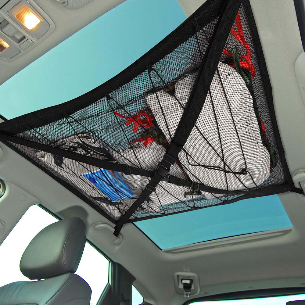 Kizocay Car Ceiling Cargo Net Pocket Storage, 31.4x21.6 Inch Car Roof Mesh Net with XShaped