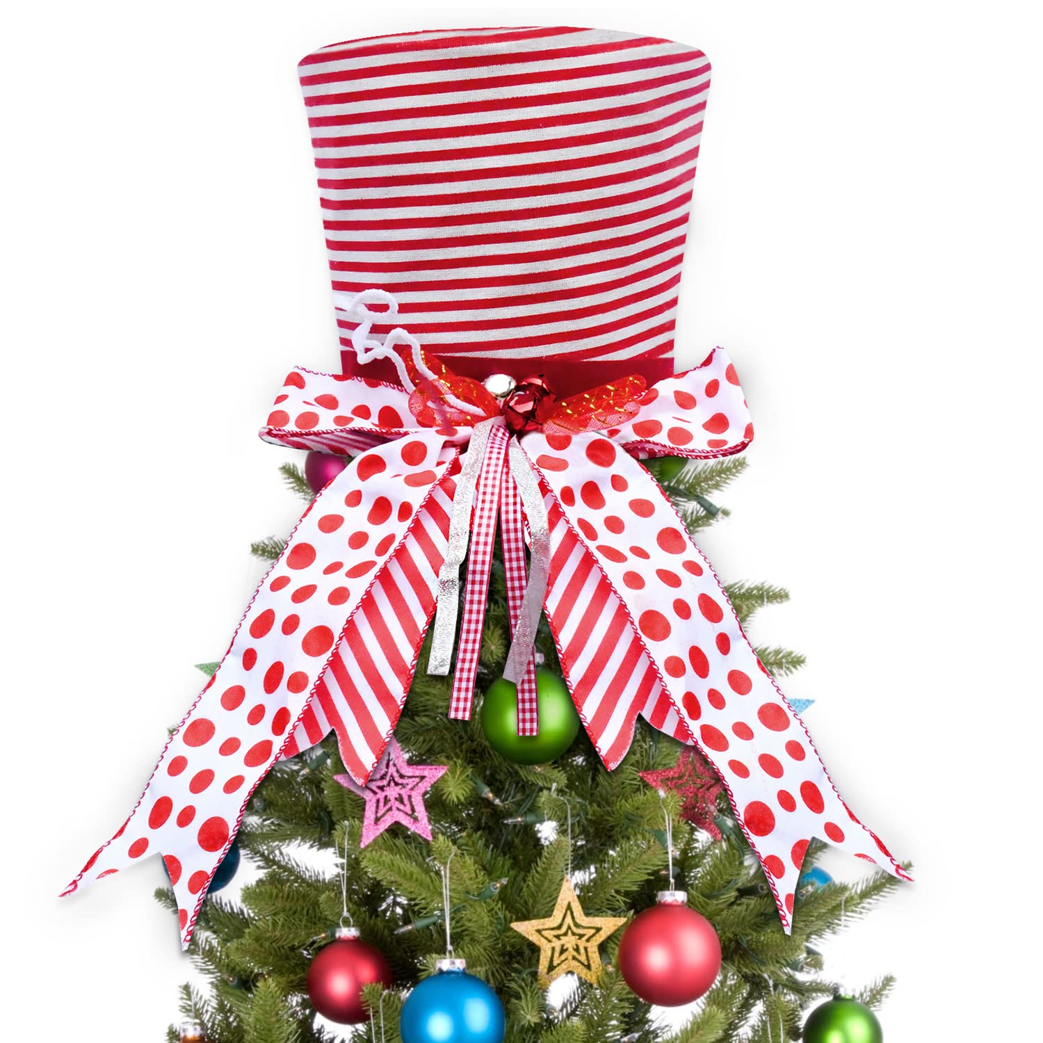 Kizocay Christmas Tree Topper Hat, Collapsible Tree Topper Ornament