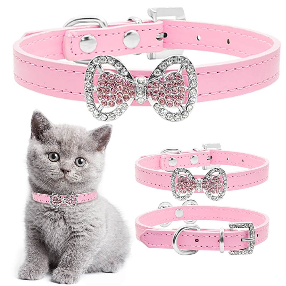 Kizocay Dog Collar with Bowtie for Small Dogs cat,XSmall Cat Collar with Bell, Female Pet Puppy