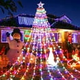 thumbnail image 1 of Kizocay Outdoor Christmas Decoration Lights, 8 Modes, 350 LED Star Tree Topper String Lights, Waterfall Fairy Christmas Tree Lights Holiday Lighting Decorations for Yard Lawn Window Wedding Party, 1 of 8