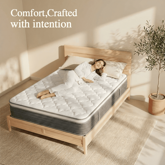 Kizreo Queen Mattress 12 inch, Hybrid Mattress in a Box with Memory Foam and Pocket Springs for Pressure Relief, Firm Queen Size Mattress, Motion Isolation, CertiPUR-US