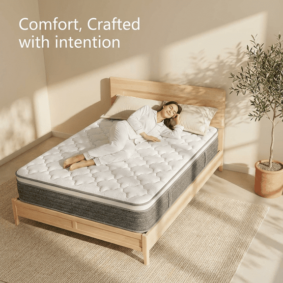 Kizreo Queen Mattress 12 inch, Hybrid Mattress in a Box with Memory Foam and Pocket Springs for Pressure Relief, Firm Queen Size Mattress, Motion Isolation, CertiPUR-US