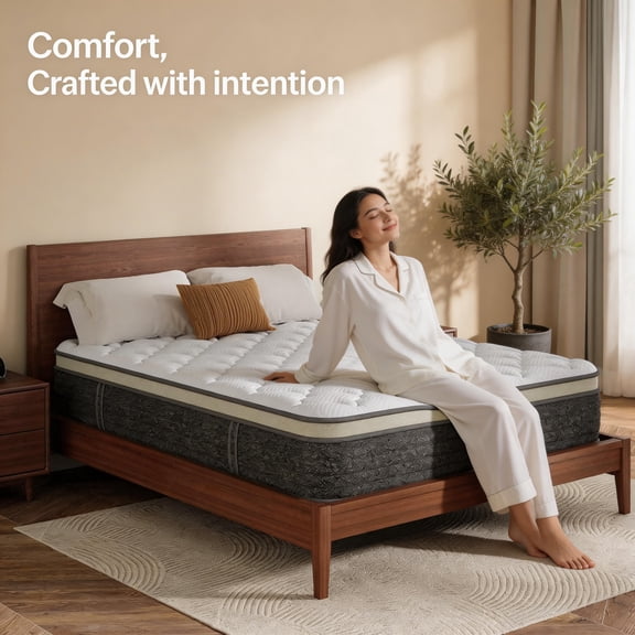 Kizreo King Mattress 14 inch, Hybrid Mattress in a Box with Memory Foam and Pocket Springs for Pressure Relief, Firm King Size Mattress, Motion Isolation, CertiPUR-US