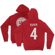 Kjaer 4 Jersey Style - Denmark Soccer Cup Fan Unisex Hooded Sweatshirt (Red, Small)