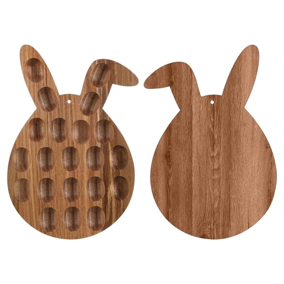 Kjfeif 15x10inch Easter Deviled Egg Platter Easter Egg Shape Deviled Egg Tray 21 Holes Deviled Egg Tray Container Wooden Deviled Egg Holder for Countertop Easter Spring Holiday