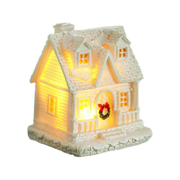 Kjfeif 2026 Resin Lighted Christmas Cottage Town Figurine,Tiny LED Winter Village House Ornament for Rustic Farmhouse Indoor Home Tabletop Xmas Scene Mantel Entryway