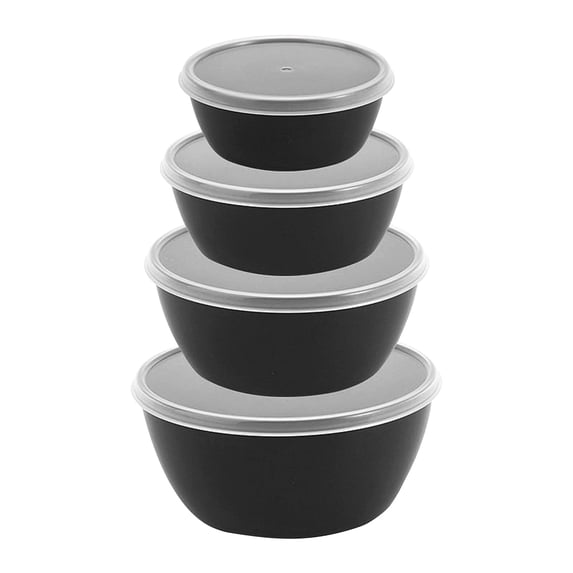 Kjfeif 4-Piece Plastic Mixing Bowl Set with Lids, Nestable Prep Bowls for Baking, Cooking and Food Serving, Microwave & DishwasherSafe Kitchen Tool