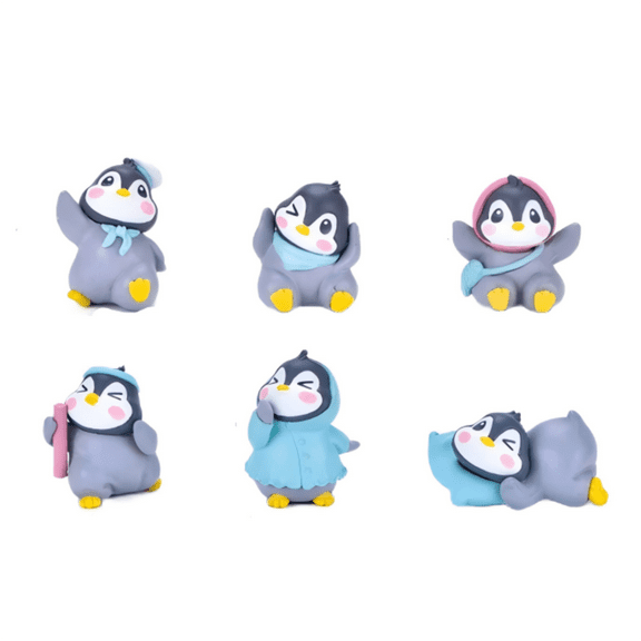 Kjfeif 6Pcs SuperCute Penguin Ornament Set, Delicate Edition Mini Penguin Model Figurines, Adorable Animal Statues, for Home Living Room Desk Kids Bedroom Decor & Mini FigurineCollection