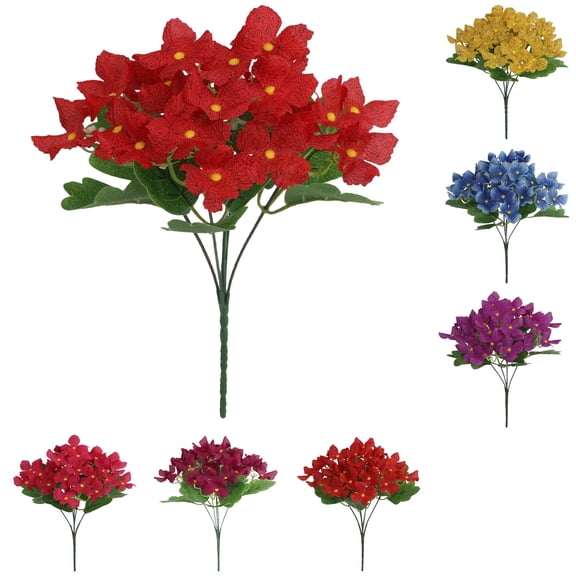Kjfeif 7 Pcs Hydrangea Artificial Flower Bush for Outdoor 11.4 inch Silk Hydrangea Realistic UV Resistant Fake Flower for Porch Bouquet Window Box Wedding Indoor