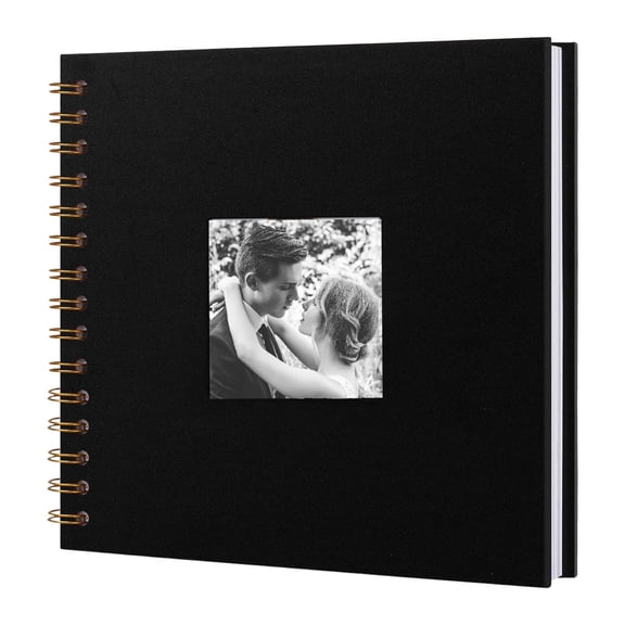 Kjfeif 8 x 8 Inch Scrapbook Photo Album Linen Cover 20 Sheets/ 40 Pages, Hardcover Kraft White Pages Memory Book, for Travel Wedding Guest Book Christmas Fits 3.1x3.1 & Instant Photos
