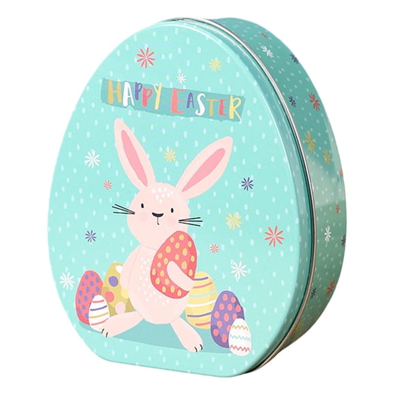 Kjfeif Easter Bunny Egg Shaped Tin Box Set, Themed Candy Storage Tins For Holiday And Decor, Decorative Metal Tins For Treats, Gift Giving And Easter Display