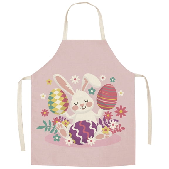 Kjfeif EasterSeries Household Printing Linen Apron, Kitchen Multi Function Apron With Funny Personality Creative Design, Washable Apron For Holiday Cooking