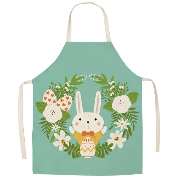 Kjfeif EasterSeries Household Printing Linen Apron, Kitchen Multi Function Apron With Funny Personality Creative Design, Washable Apron For Holiday Cooking