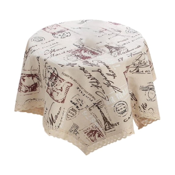Kjfeif Round Cotton Tablecloth with Lace Border, Elegant Table Cover for Kitchen, Dining Room, and Wedding Party Decoration, Home Festive Tabletop Decor