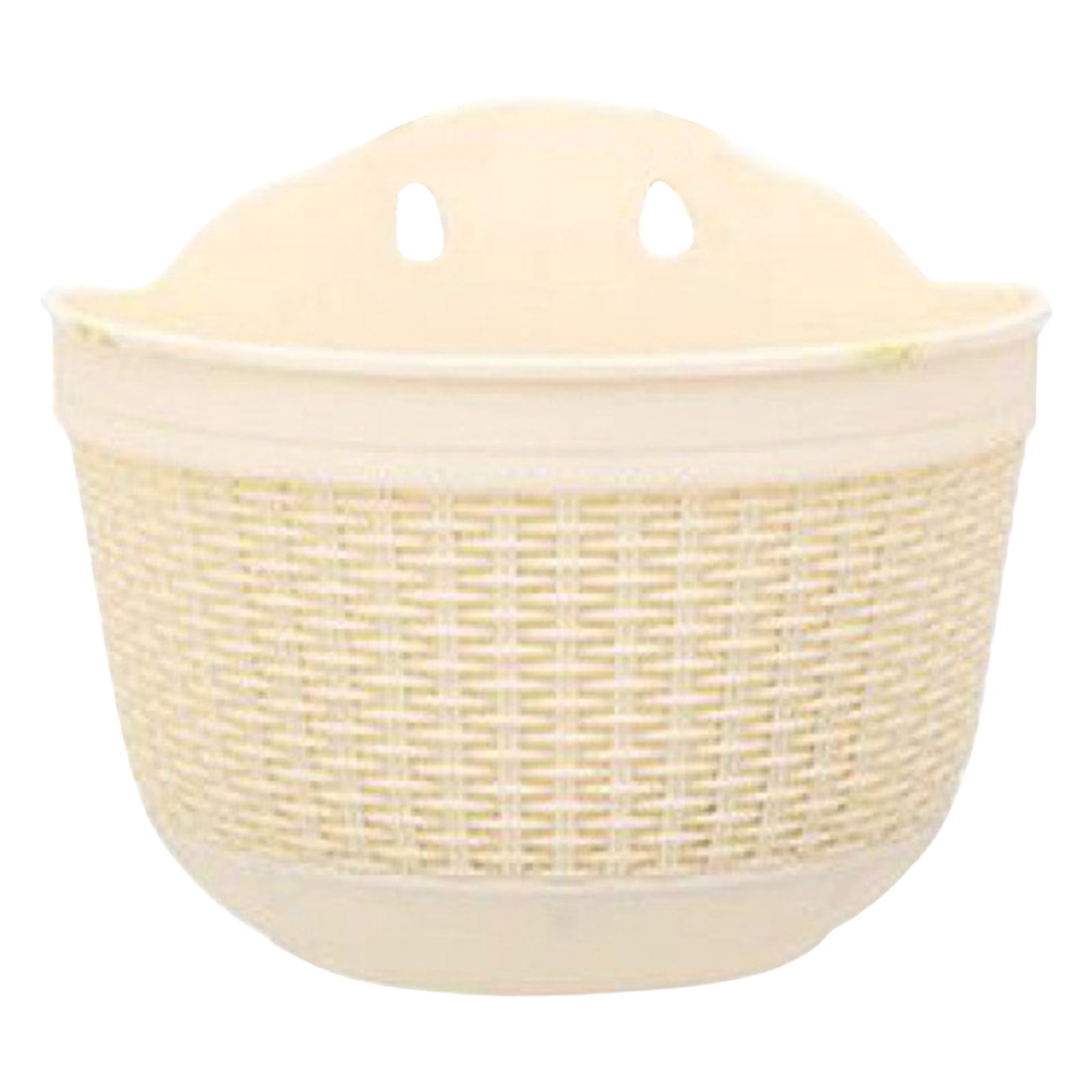 Kjfeif Wall Hanging Planter, Hanging Planter Pot Half Round, Imitation Rattan Wall-Mounted Semicircular Flower Pot, for Indoor Outdoor Balcony Fence