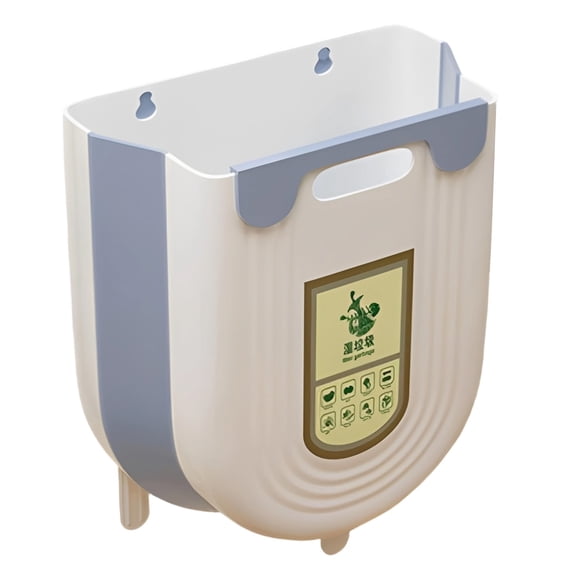 Kjfeif Wall Mounted Foldable Trash Can, Hanging Collapsible Waste Bin for Kitchen Cabinet, Lightweight Plastic Garbage Container for Kitchen, Bathroom and Countertop Cleaning Use