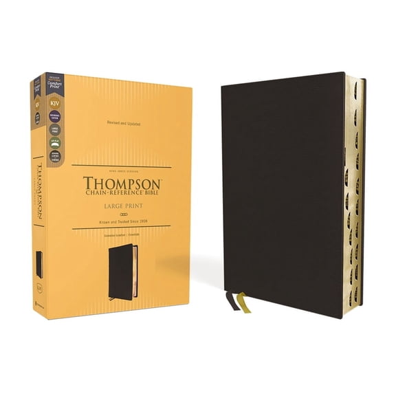Kjv, Thompson Chain-Reference Bible, Large Print, Genuine Leather, Cowhide, Black, Red Letter, Thumb Indexed, Comfort Pr, (Hardcover)