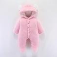 thumbnail image 1 of KkSLirnhs 0-3 Months Baby Clothing Sets Outfits Set Newborn Baby Winter Girls Boys Clothes Warm Bear Ears Overall Rompers Hooded Jumpsuit Pink, 1 of 4