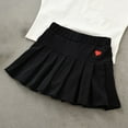 thumbnail image 1 of KkSLirnhs 100 Girls' Summer School Uniform Pleated Skirt with Comfortable Elastic Waistband Lightweight School Uniform Pleated Ruffle Scooter Skirt Black, 1 of 3