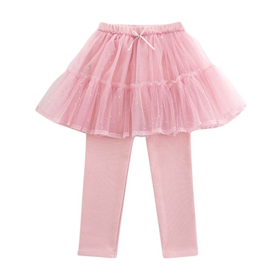 KkSLirnhs 120 Girls' Fashionable Summer Bubble Mini Skirt with Layered Net Fabric Lightweight Tiered Ruffle Short Skirts Pink