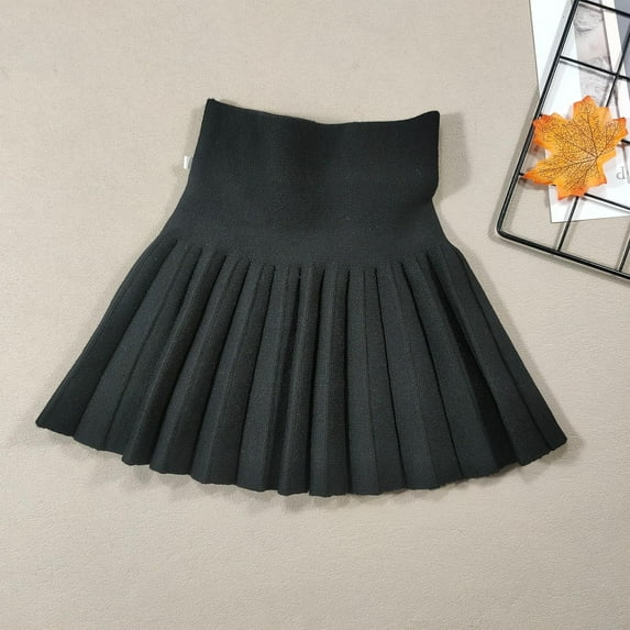 KkSLirnhs 120 Girls' Uniform Pleated Skirt with Adjustable Waist, Ideal for Summer School Wear Lightweight School Uniform Pleated Ruffle Scooter Skirt Black
