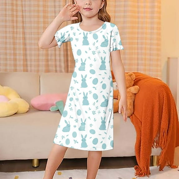 KkSLirnhs 130 Girls Pajamas Clearance Kids' Cool & Comfy Nightgown – Soft Fabric, Playful Look, Summer Favorite Multicolor