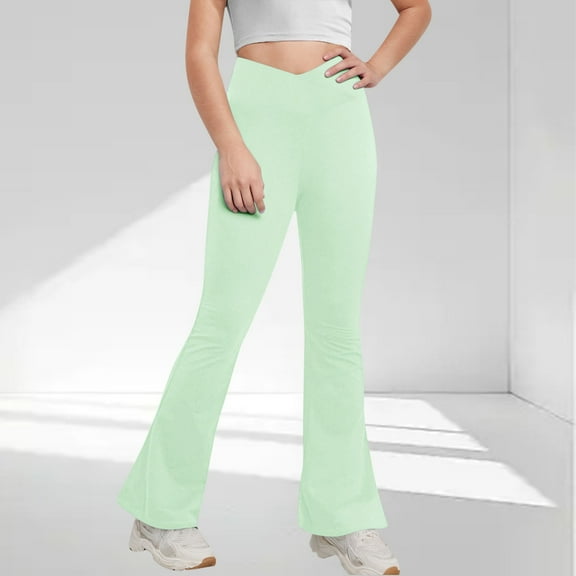 KkSLirnhs 140 Girls' Printed Stretchy Leggings, Soft Cotton Blend, Great for Spring & Summer, Easy to Match with Tops, Fun Patterns, Sizes 5-12 Green