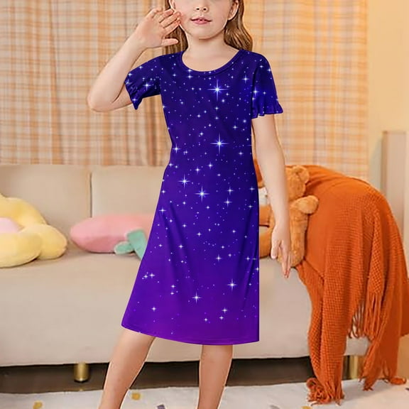 KkSLirnhs 160 Girls Pajamas Size 14-16 Girls' Cool & Airy Nightgown – Lightweight, Sweet Patterns, Summer Essential Multicolor