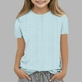 thumbnail image 1 of KkSLirnhs 3-4Y Girls Clothes under $10 Children's Fashion Solid Color 3/4 Sleeve Round Neck Tops/shirt Blue, 1 of 4