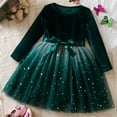 thumbnail image 1 of KkSLirnhs 5 Years Girls Dresses 10-12 Girls Dresses Size 6 Girls' Fall and Spring New Long Sleeve Ruffled Lace Round-Neck Embroidery Mesh Princess Bow Skirt Spring 2025 Green, 1 of 4