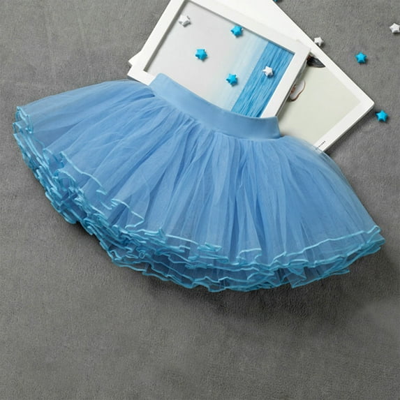 KkSLirnhs 5 Years Girls' Fashionable Summer Bubble Mini Skirt with Layered Net Fabric Lightweight Tutu Toddler Kids Tulle Tiered Mesh Skirt Princess Party Dress Layered Skirt For Little Girls Blue