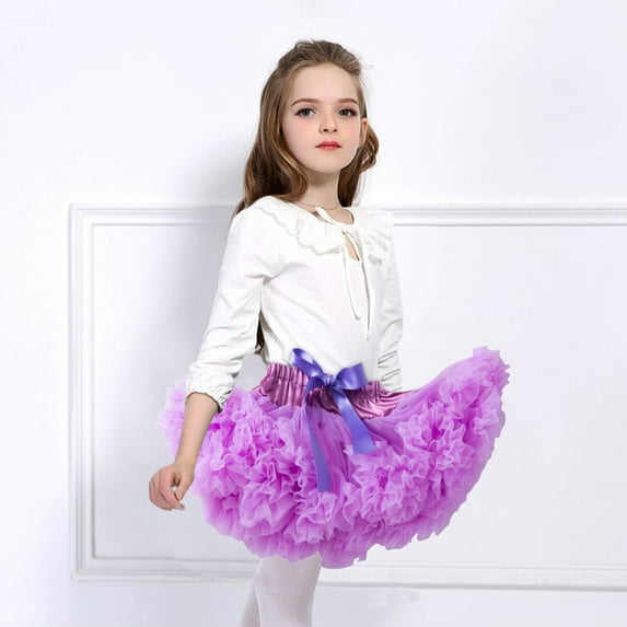 KkSLirnhs 59 Girls' Cute Bubble Mini Skirt with Fluffy Tulle Layers for Summer Lightweight Rainbow Sequin Sparkling Tutu Dancing Mesh Skirt Purple