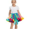 thumbnail image 1 of KkSLirnhs 6-8 Years Girls' Cute Bubble Mini Skirt with Fluffy Tulle Layers for Summer Lightweight Rainbow Sequin Sparkling Tutu Dancing Mesh Skirt Multicolor, 1 of 6