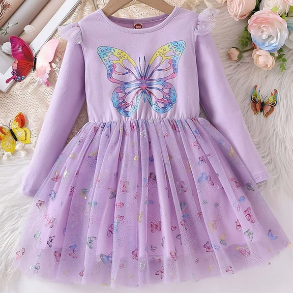 KkSLirnhs 6 Years Girls Dresses 10-12 Girls Dresses Size 6 Girls' Dress with Embroidery and Princess Dress for Small and Medium Children Spring 2025 Purple