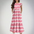 thumbnail image 1 of KkSLirnhs 6 Years Girls Gresses $ 5.00 Summer Short Sleeve Round Neck Print Puff Sundress-Ruffle Flared Mesh Princess Dress Adorable for School Party Performances Pink, 1 of 7