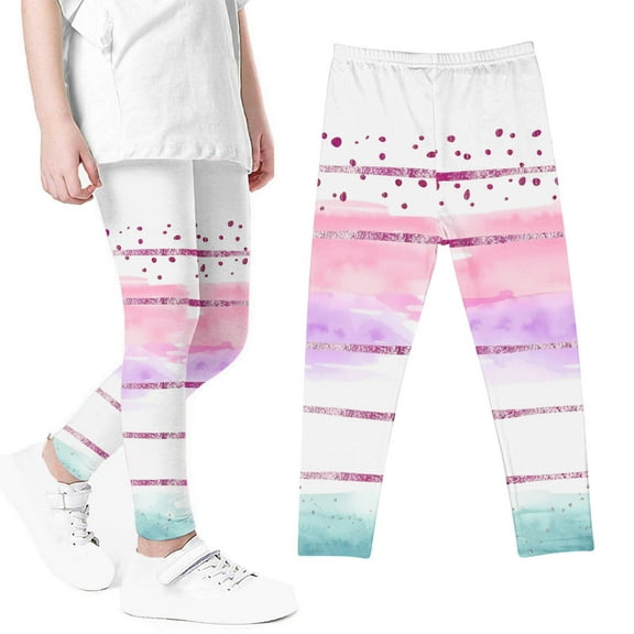 KkSLirnhs 6 Years Girls' Printed Stretchy Leggings, Soft Cotton Blend, Perfect for Spring & Summer, Easy to Pair with Tops, Fun Designs, Sizes 4-12 Pink