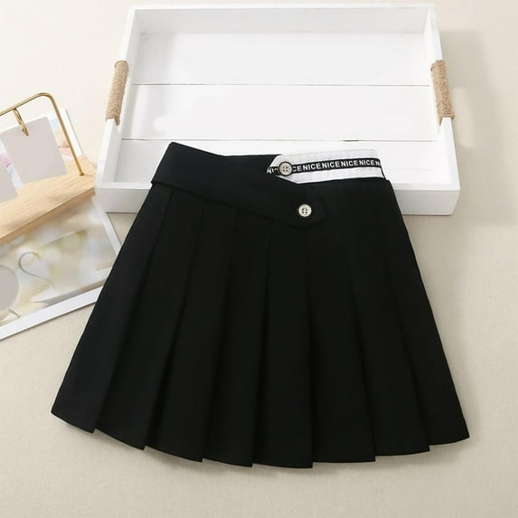 KkSLirnhs 7 Years Girls' Summer School Pleated Skirt with Lightweight Fabric and Stylish Design Lightweight School Uniform Pleated Ruffle Scooter Skirt Black