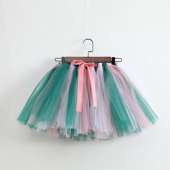 KkSLirnhs 8 Years Girls' Cute Bubble Mini Skirt with Ruffle Hem for Summer Fun Lightweight Tutu Toddler Kids Solid Tulle Tiered Mesh Skirt Princess Party Dress Layered Skirt For Little Girls Green