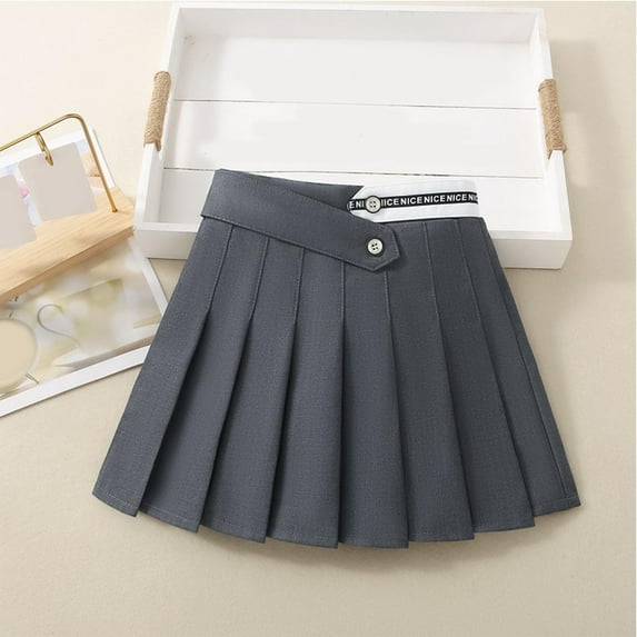 KkSLirnhs 8 Years Girls' Summer School Pleated Skirt with Lightweight Fabric and Stylish Design Lightweight School Uniform Pleated Ruffle Scooter Skirt Gray