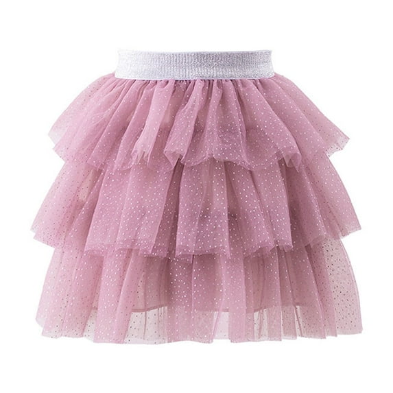 KkSLirnhs 9 Months Girls' Fashionable Summer Bubble Mini Skirt with Layered Net Fabric Lightweight Tutu Toddler Kids Tulle Tiered Mesh Skirt Princess Party Dress Layered Skirt For Little Girls Pink